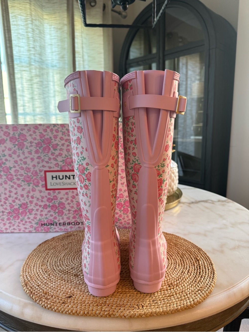 Hunter Love Shack Fancy Pink Floral Tall Rain Boots - Picture 3 of 8